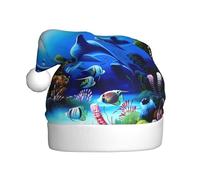 QAZWZML Bellissimo cappello natalizio stampato con delfini sottomarini e corallo, cappello decorativo per adulti, adatto per feste di Natale, accessori di abbigliamento