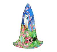 QAZWZML Bellissimo mantello con cappuccio a forma di cacatua con fiore e uccellino, per feste in vacanza, costumi da strega e feste in costume