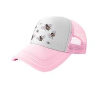 QAZWZML Berretto da baseball nero con motivo api divertenti, design a rete, adatto per escursioni, pesca e uso quotidiano, rosa, Taglia unica