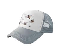 QAZWZML Berretto da baseball nero con motivo api divertenti, design a rete, adatto per escursioni, pesca e uso quotidiano, grigio, Taglia unica