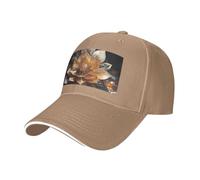 QAZWZML Berretto da baseball nero con visiera sandwich - cappello da papà | Cappello bianco delicato con fiore di loto con fascia per il sudore e occhielli di ventilazione, progettato per l'uso