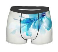 QAZWZML Blu Sfumature Fiori Stampato Elastico Boxer Slip Biancheria Intima Uomo 3D Taglio Tridimensionale Design Non stretto, Nero , M