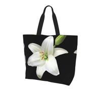 QAZWZML Blue Bird - Borsa per la spesa da donna, grande capacità, con stampa, borsa a tracolla essenziale per pendolari e shopping, Bella-giglio, Taglia unica