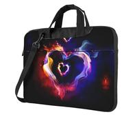 QAZWZML Borsa a tracolla colorata con cuore stampato per computer portatile adatta per viaggi e uso quotidiano, Nero , 14 inch