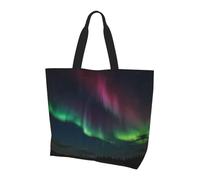 QAZWZML Borsa a tracolla con motivo a lucciola, borsa organizer per viaggi, viaggi d'affari e gite in spiaggia, Aurora sotto la luce notturna, Taglia unica