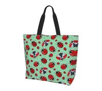 QAZWZML Borsa a tracolla con motivo a pecora, organizer per la spesa, adatta per viaggi, palestra e pendolarismo., Coccinelle rosse su uno sfondo blu, Taglia unica