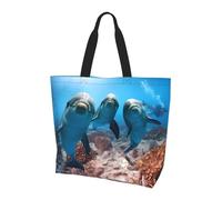 QAZWZML Borsa a tracolla con motivo cavallo e rosa, borsa organizer per viaggi, viaggi d'affari e gite in spiaggia, Divertente delfino guardando a te, Taglia unica