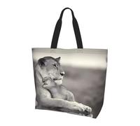 QAZWZML Borsa a tracolla con motivo Love Heart Beach, borsa organizer per viaggi, viaggi d'affari e gite in spiaggia, Leonessa Con Cucciolo, Taglia unica