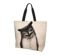 QAZWZML Borsa a tracolla con motivo mucca, organizer per la spesa, adatta per viaggi, palestra e pendolarismo., Simpatico gufo., Taglia unica