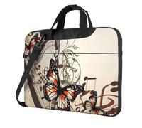 QAZWZML Borsa a tracolla con sfondo musicale con arpa e farfalla stampata, adatta per viaggi e uso quotidiano, Nero , 13 inch