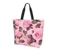 QAZWZML Borsa a tracolla con stampa con bussola con rune norrene, adatta per viaggi, yoga e shopping., Graziose rose rosa, Taglia unica