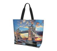 QAZWZML Borsa a tracolla in stile vintage Torre Eiffel Parigi, organizer per la spesa, adatta per viaggi, palestra e pendolarismo., Tower Bridge a Londra, Taglia unica