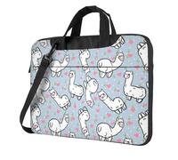 QAZWZML Borsa a tracolla per computer portatile con stampa a cuore in alpaca in stile cartone animato, adatta per viaggi e uso quotidiano, Nero , 13 inch