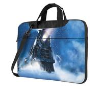 QAZWZML Borsa a tracolla per computer portatile con stampa di treno notturno con neve, adatta per viaggi e uso quotidiano, Nero , 13 inch