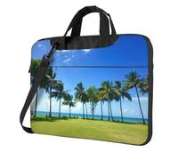 QAZWZML Borsa a tracolla per computer portatile stampata con albero di cocco da spiaggia, adatta per viaggi e uso quotidiano, Nero , 15.6 inch