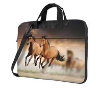 QAZWZML Borsa a tracolla per computer portatile stampata con cavallo in esecuzione, adatta per viaggi e uso quotidiano, Nero , 15.6 inch