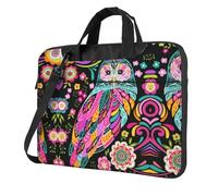 QAZWZML Borsa a tracolla per computer portatile stampata con gufo anime, adatta per viaggi e uso quotidiano, Nero , 15.6 inch