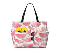 QAZWZML Borsa da piscina pieghevole di grande capacità Borsa da spiaggia stampata con frutta fresca anguria adatta per lo shopping e le vacanze