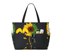 QAZWZML Borsa da piscina pieghevole di grande capacità con stampa di girasole e erbacce adatta per lo shopping e le vacanze