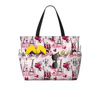 QAZWZML Borsa da piscina pieghevole di grande capacità Parigi Torre Eiffel Francia stampata borsa da spiaggia adatta per lo shopping trasloco e le vacanze