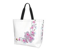 QAZWZML Borsa per la spesa da donna a forma di cuore con petali floreali stampati, grande capacità, borsa a tracolla essenziale per pendolarismo e shopping, Fiori di ciliegio 2, Taglia unica