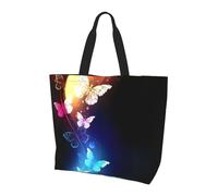 QAZWZML Borsa per la spesa da donna con stampa di palloncini in stile cartone animato, borsa a mano e borsa a tracolla essenziale per pendolarismo, Farfalle su sfondo nero, Taglia unica