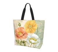QAZWZML Borsa per la spesa da donna con stampa di piante e frutta, grande capacità, borsa a tracolla essenziale per pendolarismo e shopping, Papaveri pastello., Taglia unica