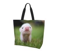 QAZWZML Borsa per la spesa da donna con stampa di uccelli in bambù, grande capacità, borsa a tracolla essenziale per pendolarismo e shopping, Maialino, Taglia unica