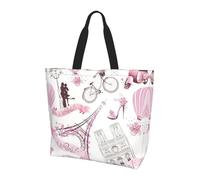 QAZWZML Borsa per la spesa da donna con stampa floreale con rose, grande capacità, borsa a tracolla essenziale per pendolari e shopping, Romantico Parigi farfalla, Taglia unica