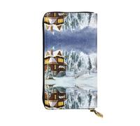 QAZWZML Borsa porta monete con scena natalizia invernale, pochette lunga, borsa per cellulare e scomparto per carte d'identità sono adatte per viaggi e uso quotidiano