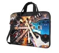 QAZWZML Borsa portatile per laptop con motivo chitarra musicale con tracolla, può essere indossata come borsa a tracolla, Nero , 13 inch
