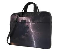 QAZWZML Borsa portatile per laptop con motivo fulmine di luce, con tracolla, può essere indossata come borsa a tracolla, Nero , 15.6 inch