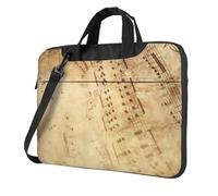 QAZWZML Borsa portatile per laptop con motivo musicale con tracolla, può essere indossata come borsa a tracolla, Nero , 13 inch