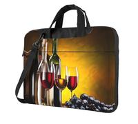 QAZWZML Borsa portatile per laptop con tracolla, può essere indossata come borsa a tracolla per bottiglie di vino e bevande, Nero , 14 inch