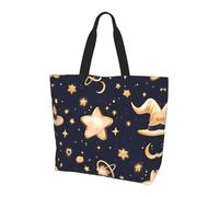 QAZWZML Borsa tote con stampa tramonto, borsa a tracolla, adatta per vacanze al mare, viaggi, shopping e attività di fitness, Cappello Stella Strega, Taglia unica