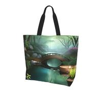 QAZWZML Borsa tote stampata Octagon Building, borsa a tracolla organizer, adatta per viaggi, yoga e shopping., Piccolo ponte a est, Taglia unica