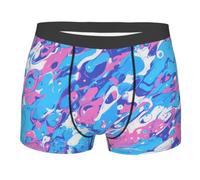 QAZWZML Boxer da uomo - Biancheria intima elasticizzata con stampa a vortici blu e rosa, traspirante e aderente per l'uso quotidiano