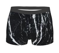 QAZWZML Boxer da uomo - Biancheria intima elasticizzata con stampa marmo bianco e nero, traspirante e aderente per l'uso quotidiano