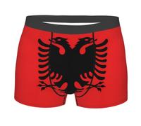 QAZWZML Boxer da uomo con stampa bandiera albanese, biancheria intima elasticizzata, traspirante e aderente per l'uso quotidiano
