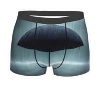 QAZWZML Boxer da uomo con stampa con ombrello nero sotto la pioggia, biancheria intima elasticizzata, traspirante e aderente per l'uso quotidiano