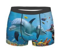 QAZWZML Boxer da uomo con stampa di delfino oceano che ti guarda, biancheria intima elasticizzata, traspirante e aderente per l'uso quotidiano