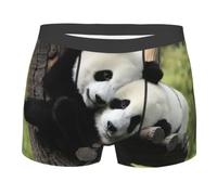 QAZWZML Boxer da uomo con stampa di due grandi panda, biancheria intima elasticizzata, traspirante e aderente per l'uso quotidiano
