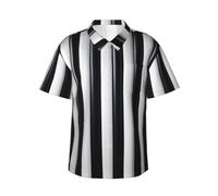 QAZWZML Camicia hawaiana da uomo con stampa a maniche corte con bottoni | Camicia hawaiana stampata a righe bianche e nere - Top da uomo morbido e traspirante per vacanze tropicali crociere hawaiane