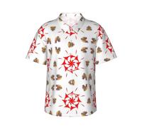 QAZWZML Camicia hawaiana da uomo con stampa a maniche corte con bottoni | Camicia hawaiana stampata a otto vie - Top da uomo morbido e traspirante per vacanze tropicali crociere hawaiane