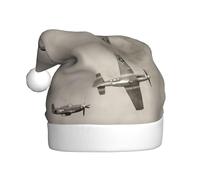 QAZWZML Cappelli decorativi natalizi stampati con aeromobili della seconda guerra mondiale, cappelli di Natale per adulti, forniture per feste per uomini e donne