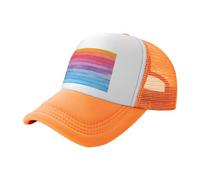 QAZWZML Cappellino da baseball nero a righe colorate arcobaleno, design a rete, adatto per escursioni, pesca e uso quotidiano, Arancione, Taglia unica