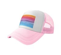 QAZWZML Cappellino da baseball nero a righe colorate arcobaleno, design a rete, adatto per escursioni, pesca e uso quotidiano, rosa, Taglia unica