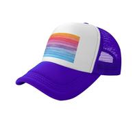 QAZWZML Cappellino da baseball nero a righe colorate arcobaleno, design a rete, adatto per escursioni, pesca e uso quotidiano, Viola, Taglia unica