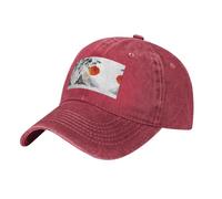 QAZWZML Cappellino da baseball nero regolabile in bambù giapponese, con visiera curva, adatto per spiaggia e viaggi, Rosso, Taglia unica