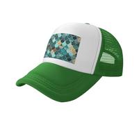 QAZWZML Cappello da baseball nero con stampa a squame di sirena, design a rete, adatto per escursioni, pesca e uso quotidiano, Verde, Taglia unica